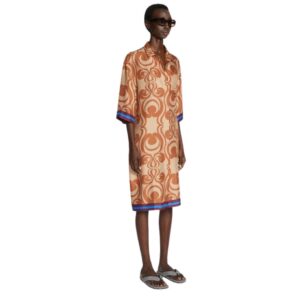 DRIES VAN NOTEN SILK SHIRT DRESS BROWN