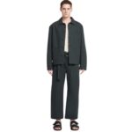 NANUSHKA FERRE BELTED STRUCTURED TWILL PANTS ANTHRACITE