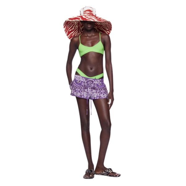 THE ATTICO VIOLET, BROWN AND WHITE SHORT PANTS