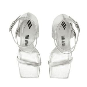 THE ATTICO ”GRACE” SILVER ANKLE STRAP SANDAL