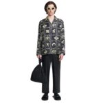 NANUSHKA JELMER PRINTED SILK-TWILL SHIRT FOLK ART BLACK