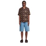 NANUSHKA BODIL PRINTED SILK-TWILL SHIRT APRICOT KOPJAFA