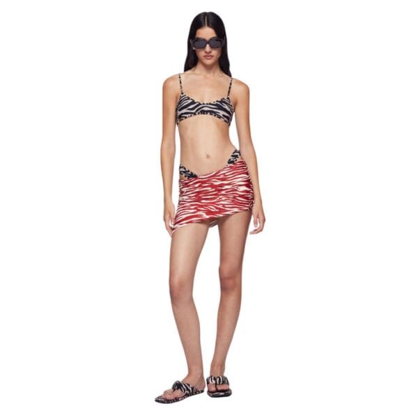 THE ATTICO RED AND MILK MINI SKIRT
