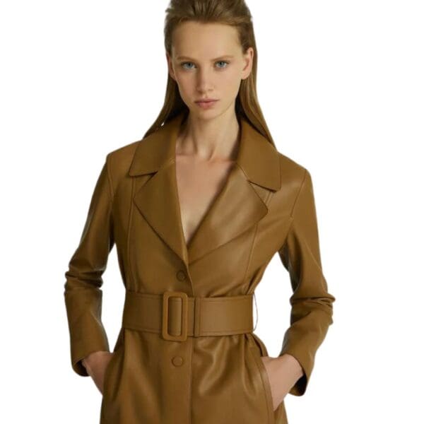 YVES SALOMON LONG LEATHER TRENCH COAT