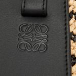 LOEWE HAMMOCK COMPACT BAG IN RAFFIA AND CALFSKIN