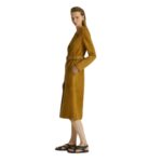 YVES SALOMON LONG BELTED COAT IN DOUBLE-SIDED VELOUR LAMB LEATHER