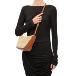 LOEWE MINI HOBO HAMMOCK BAG IN RAFFIA AND CALFSKIN