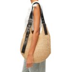 LOEWE HOBO BAG IN RAFFIA AND CALFSKIN