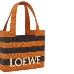 LOEWE FONT TOTE BAG IN RAFFIA