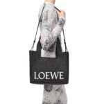 LOEWE FONT TOTE SMALL BAG IN RAFFIA