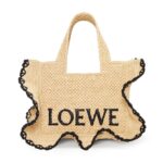 LOEWE FONT TOTE SMALL BAG IN RAFFIA