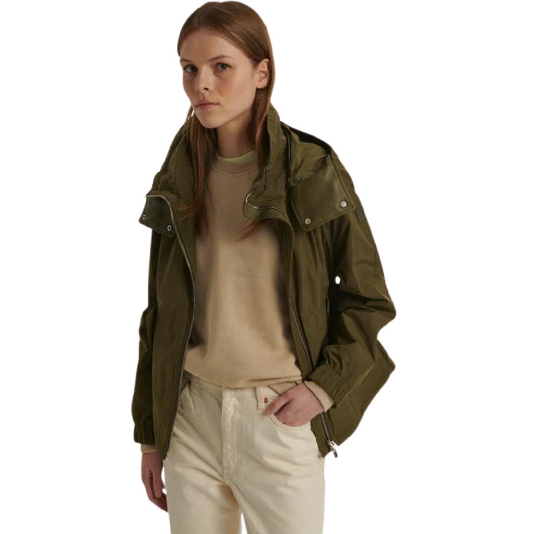 YVES SALOMON SHORT TECHNICAL FABRIC AND LEATHER PARKA