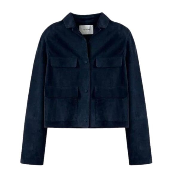 YVES SALOMON CROPPED JACKET IN DOUBLE-SIDED VELOUR LAMB LEATHER