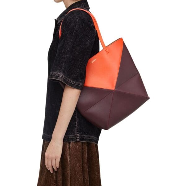LOEWE PUZZLE FOLD TOTE BAG IN SHINY CALFSKIN