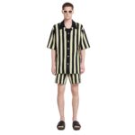 NANUSHKA ZIKO STRIPED TERRY-KNIT SHIRT BLACK