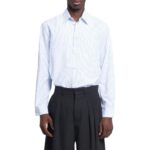 NANUSHKA KALEB STRIPED COTTON SHIRT BLUE