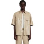 NANUSHKA MANCE OKOBOR ALT-LEATHER SHIRT ASHY TAUPE