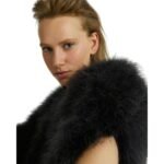 YVES SALOMON LONG FEATHER CAPE