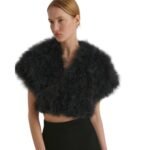 YVES SALOMON CROPPED FEATHER BOLERO