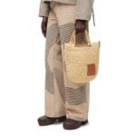 LOEWE MINI SLIT BAG IN RAFFIA AND CALFSKIN
