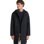 YVES SALOMON HOODED COAT IN DOUBLE-SIDED FABRIC WITH LEATHER DETAILS