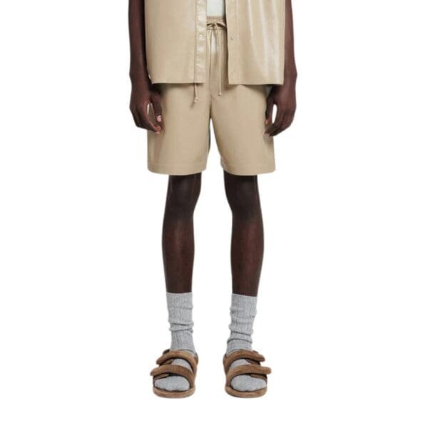 NANUSHKA DOXXI OKOBOR ALT-LEATHER SHORTS ASHY TAUPE