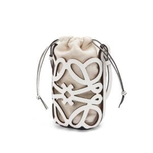 LOEWE POCKET WITH CUT OUT ANAGRAM IN CALFSKIN AND CLASSIC CANVAS