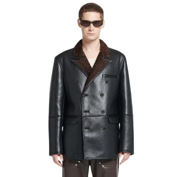 NANUSHKA ANDRO BONDED SHEARING BLAZER BLACK