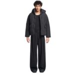 NANUSHKA HIDE HOOD TECH POPLIN HOODED PUFFER JACKET BLACK