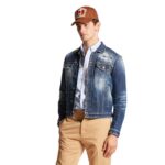 DSQUARED2 DARK RIPPED CAST WASH DENIM DAN JACKET