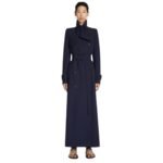 DRIES VAN NOTEN FITTED TRENCH COAT NAVY