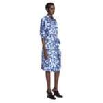 DRIES VAN NOTEN PRINTED COCOON SHIRT BLUE