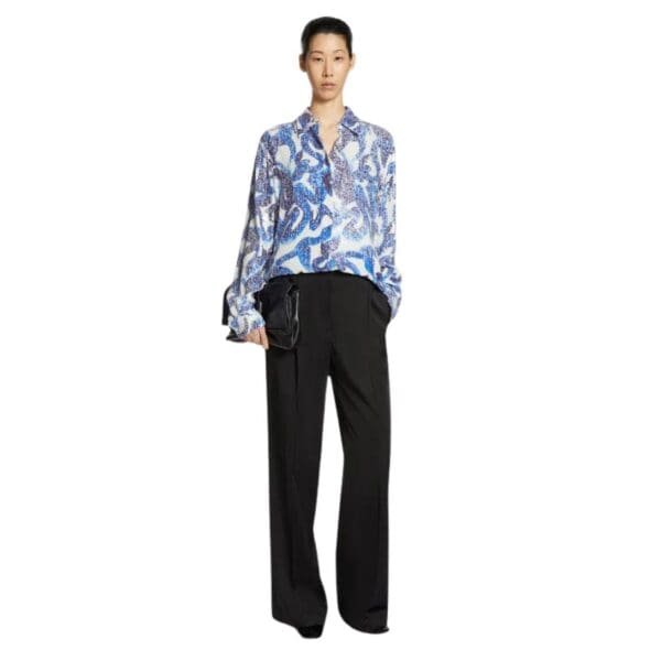 DRIES VAN NOTEN EMBELLISHED SHIRT BLUE