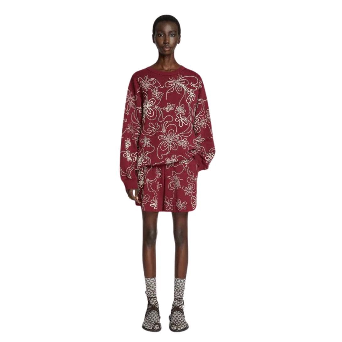 DRIES VAN NOTEN EMBROIDERED SHORTS BURGUNDY