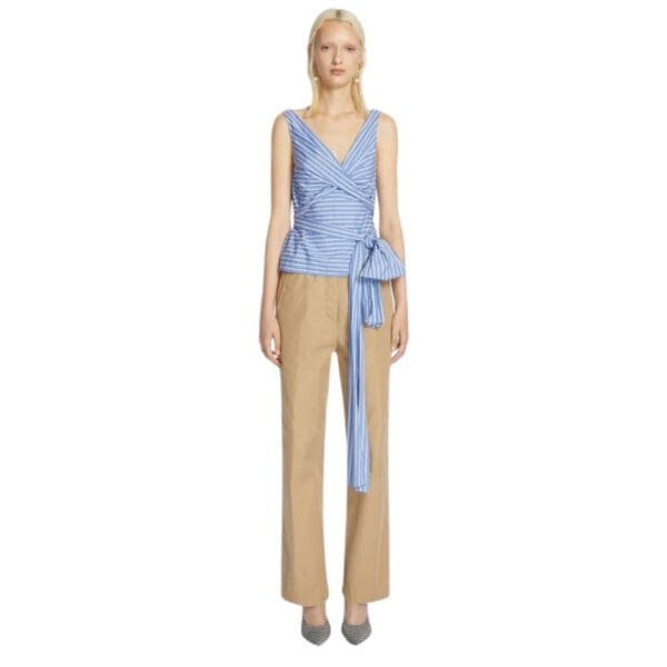 DRIES VAN NOTEN WRAPPED BOW TOP LIGHT BLUE