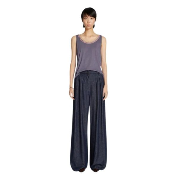 DRIES VAN NOTEN RIBBON TANK TOP ANTHRACITE