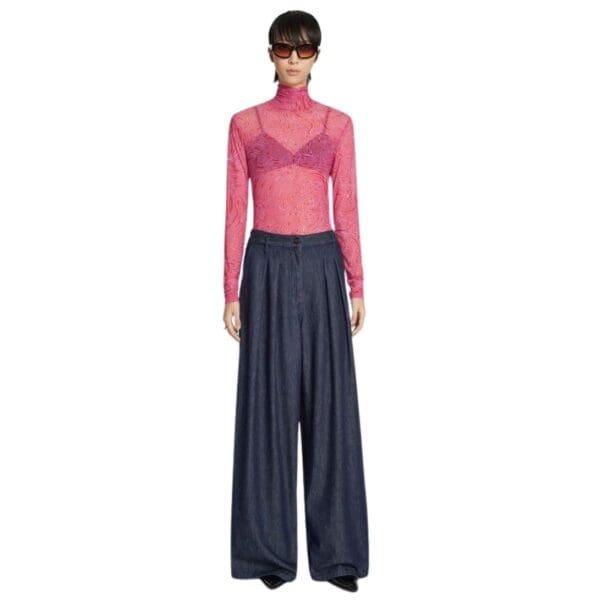 DRIES VAN NOTEN SHEER TURTLENECK TEE RED