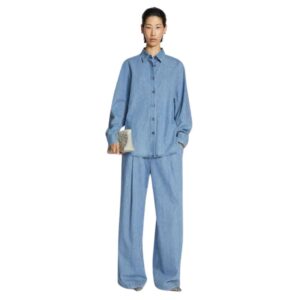 DRIES VAN NOTEN DENIM COCOON SHIRT LIGHT BLUE