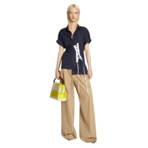 DRIES VAN NOTEN DRAPED LACE SHIRT MIDNIGHT