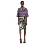 DRIES VAN NOTEN PRINTED SILK SHIRT BURGUNDY