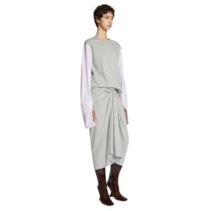 DRIES VAN NOTEN CONTRAST SLEEVES T-SHIRT GREY MELANGA