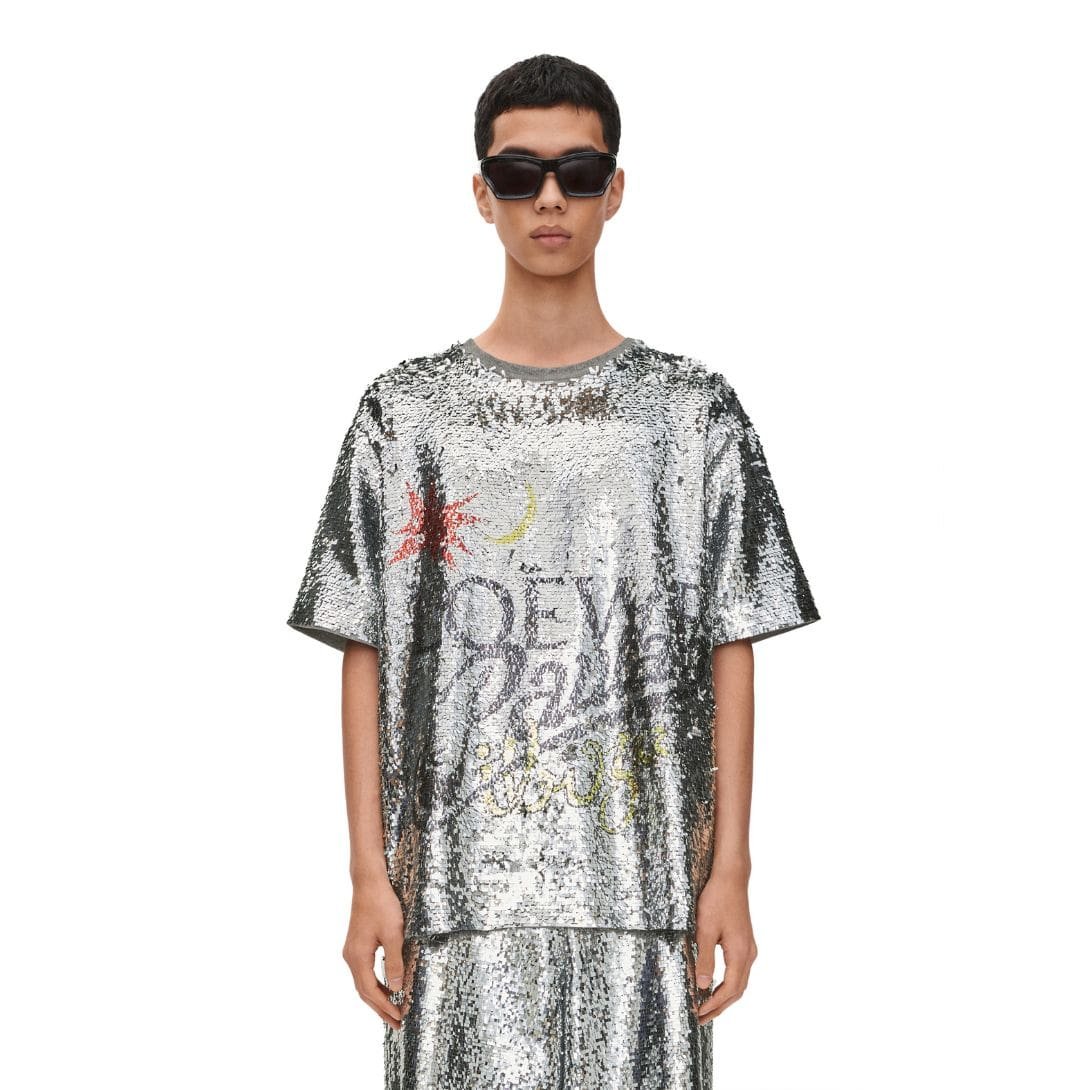 LOEWE LOOSE FIT T SHIRT IN SEQUINS