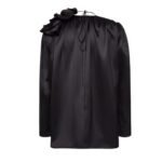MAGDA BUTRYM CLASSIC SHIRRED FLOWER BLOUSE IN BLACK