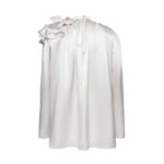 MAGDA BUTRYM CLASSIC SILK FLOWER BLOUSE IN WHITE