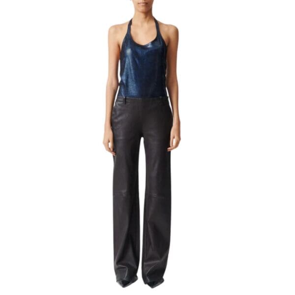 vSTOULS OSWALD WIDE FLARED LEATHER PANTS
