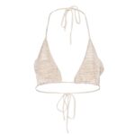 MAGDA BUTRYM CROCHET 3D FLOWER TRIANGLE BRA IN CREAM