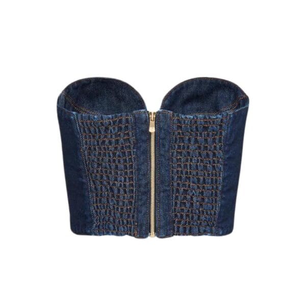 MAGDA BUTRYM DENIM CORSET TOP IN INDIGO