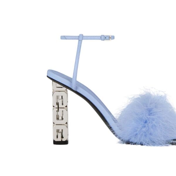 GIVENCHY G CUBE SANDALS IN LEATHER WITH FEATHERS