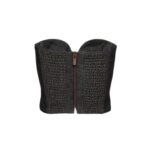 MAGDA BUTRYM FLOWER BUSTIER DENIM CORSET TOP IN INDIGO