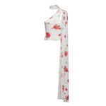 MAGDA BUTRYM JERSEY WRAP NECK TOP IN CREAM PRINT